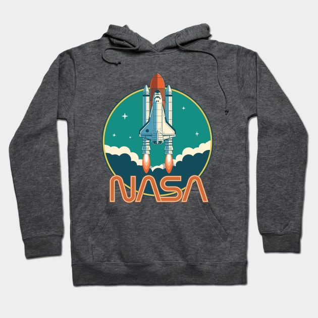 NASA Retro Vintage Space Logo Hoodie by ericb